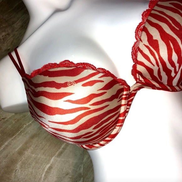 Victoria's Secret Other - Victoria’s Secret Very Sexy Orange Satin Zebra Print Push Up Bra